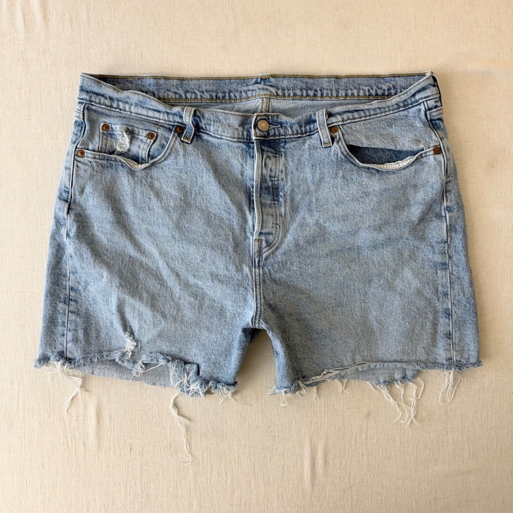 Levi's 501 Original High Rise Cut Off Denim Shorts Womens 18W Light Wash Blue
